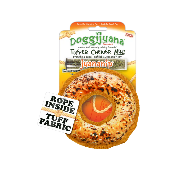 Doggijuana Tuffer Chewer Mini Everything Bagel Dog Toy