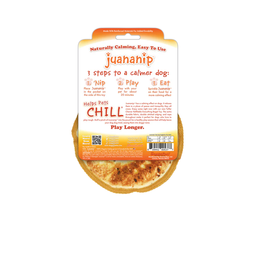 Doggijuana Tuffer Chewer Mini Everything Bagel Dog Toy