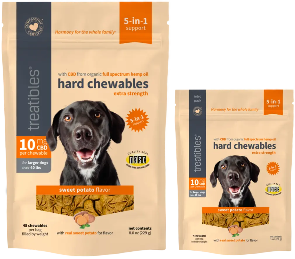 Treatibles Hard Chew Extra Strength Sweet Potato Dog 10 mg CBD 45 ct