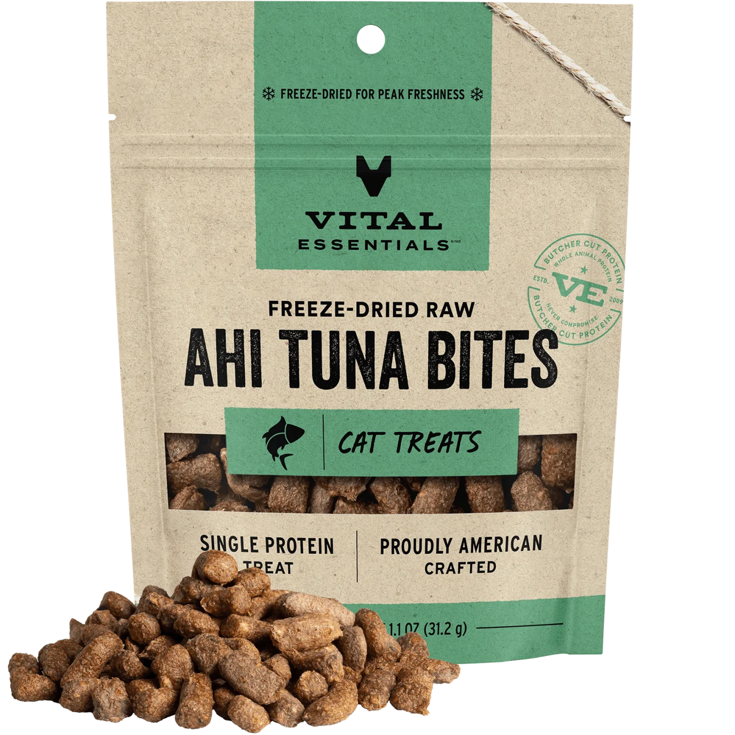 Vital Essentials Freeze Dried Ahi Tuna Bites Cat Treat 1.1 oz