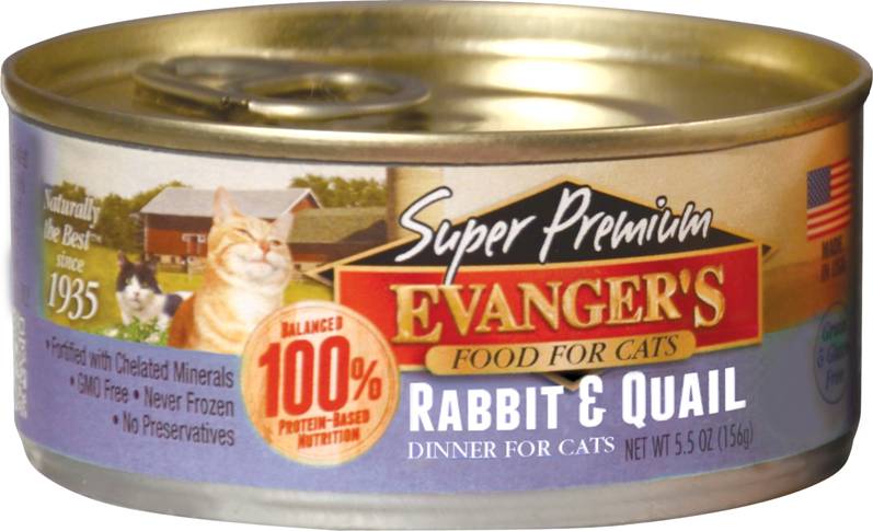 Evanger's Super Premium Rabbit & Quail Dinner Grain-Free Canned Cat Food, 5.5-oz, Case of 24