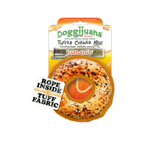 Doggijuana Tuffer Chewer Mini Everything Bagel Dog Toy