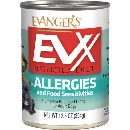 Evanger's EVX Restricted Diet Allergies and Food Sensitivity Dog, case of 12, 12.5 oz
