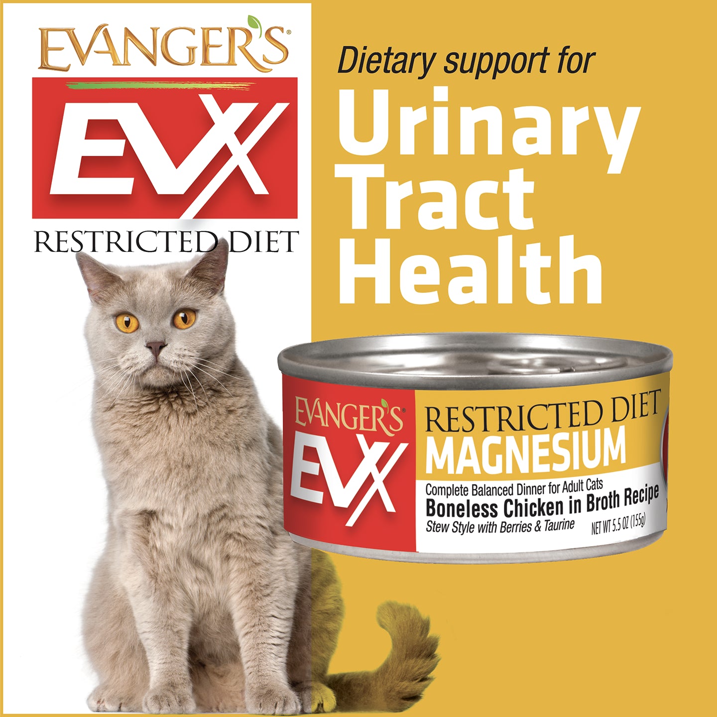 Evanger's EVX Restricted Diet Urinary Tract Health Chicken Cat , 5 oz cans, 24 ct
