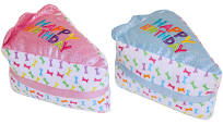 Multipet Birthday Cake Slice Plush Dog Toy Blue 6"