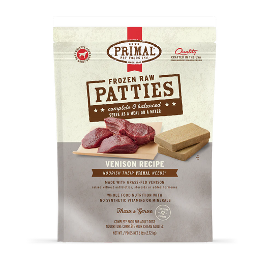 Primal Raw Frozen Canine Patties Venison Formula Dog Food
