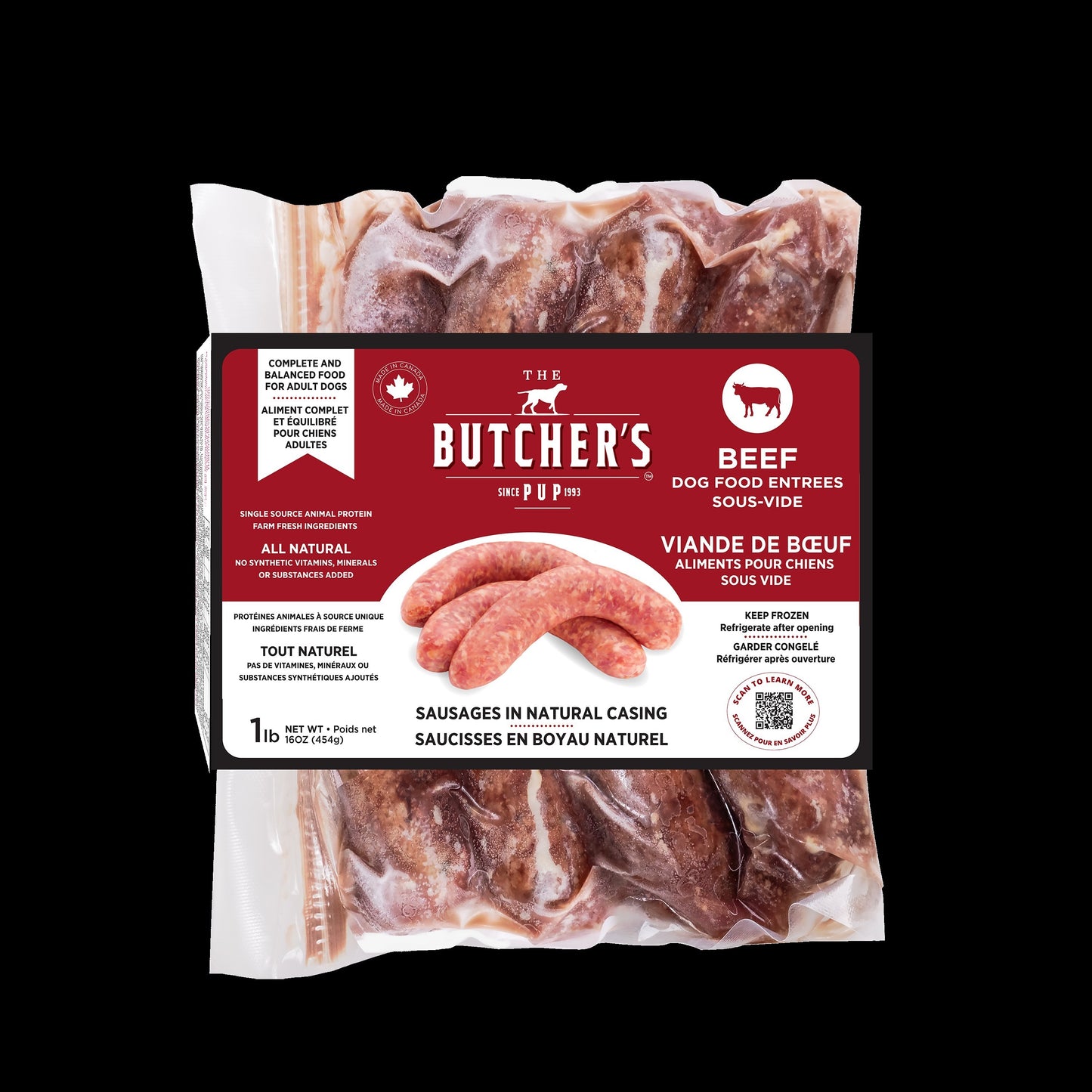 The Butcher's Pup Frozen Sous Vide Sausages 1 lb total weight per package, 4 proteins to choose from
