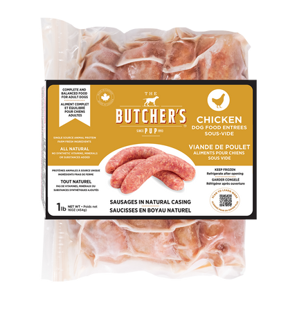 The Butcher's Pup Frozen Sous Vide Sausages 1 lb total weight per package, 4 proteins to choose from