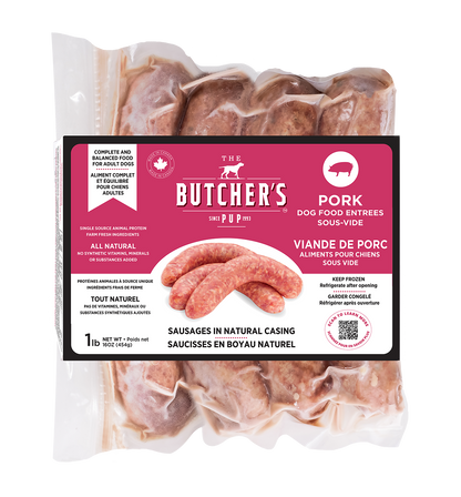The Butcher's Pup Frozen Sous Vide Sausages 1 lb total weight per package, 4 proteins to choose from