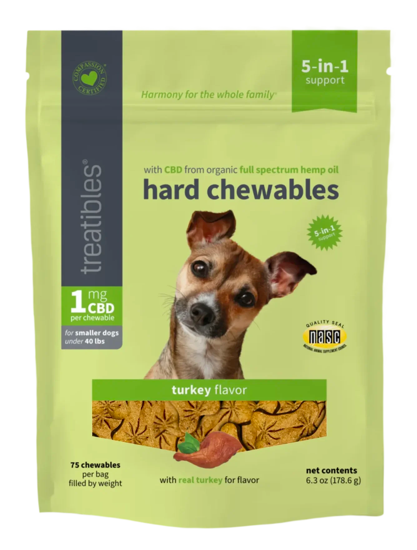 Treatibles Hard Chewables Turkey Flavor 1 mg & 4 mg for Dogs