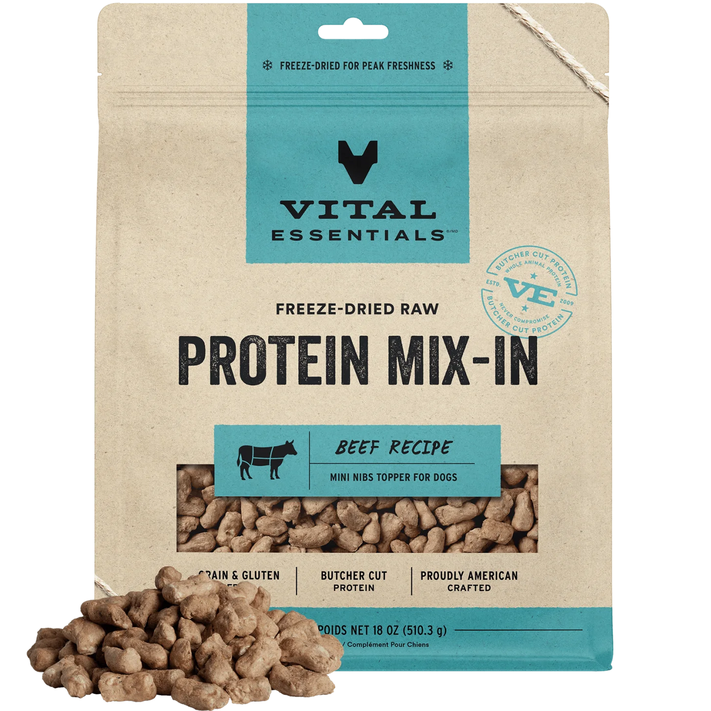 Vital Essentials Freeze Dried Raw Beef Protein Boost Meal Topper Dog 18 oz
