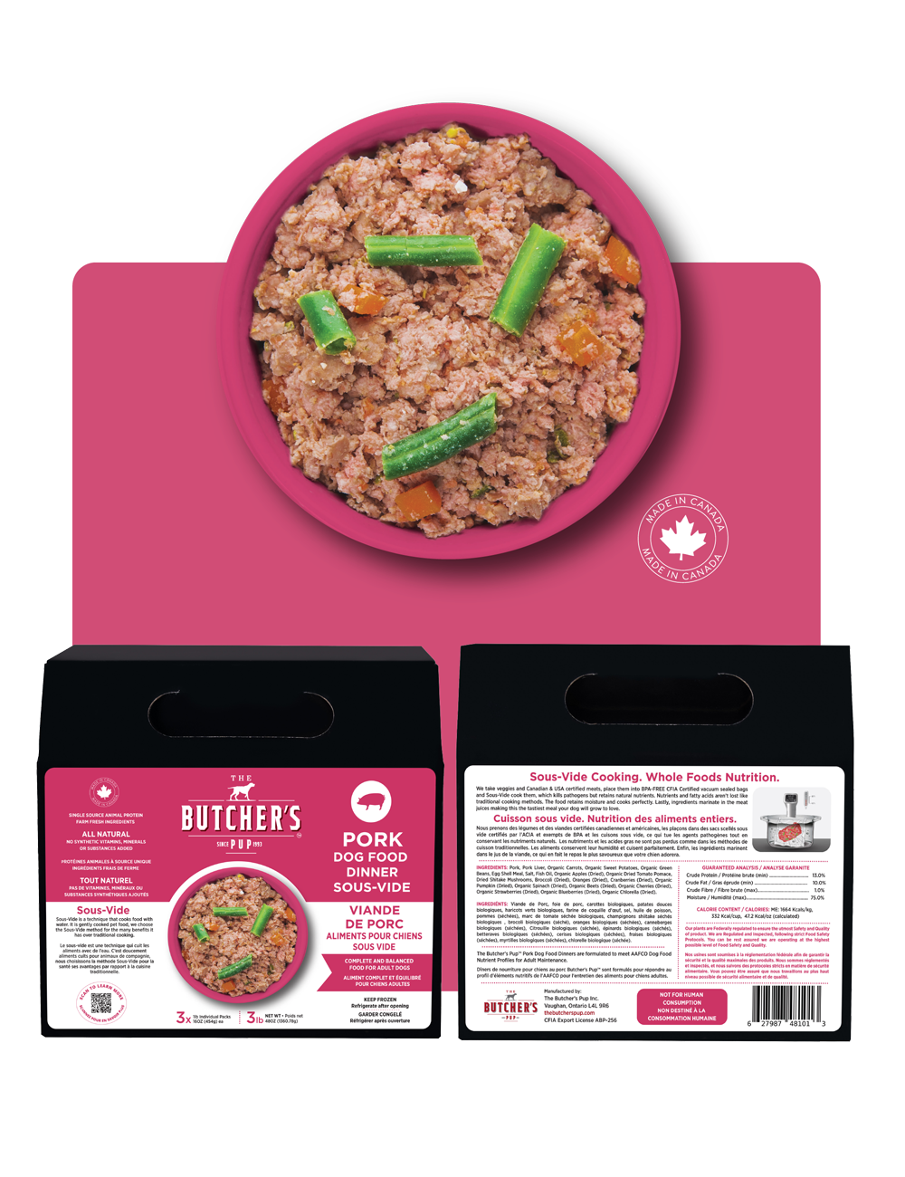 The Butcher's Pup Sous-Vide Dinner, 3 & 6 lbs, 3 proteins to choose from