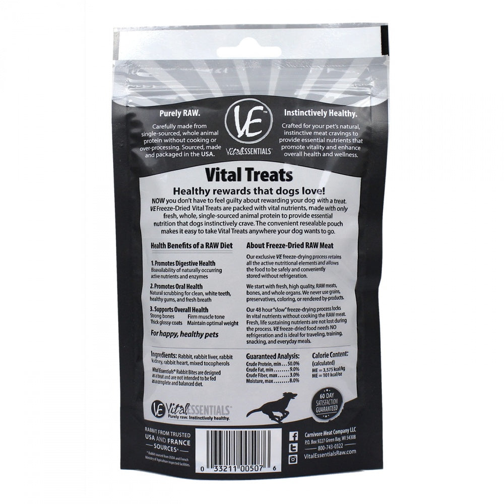 Vital Essentials Freeze Dried Rabbit Bites Vital Treats for Dogs