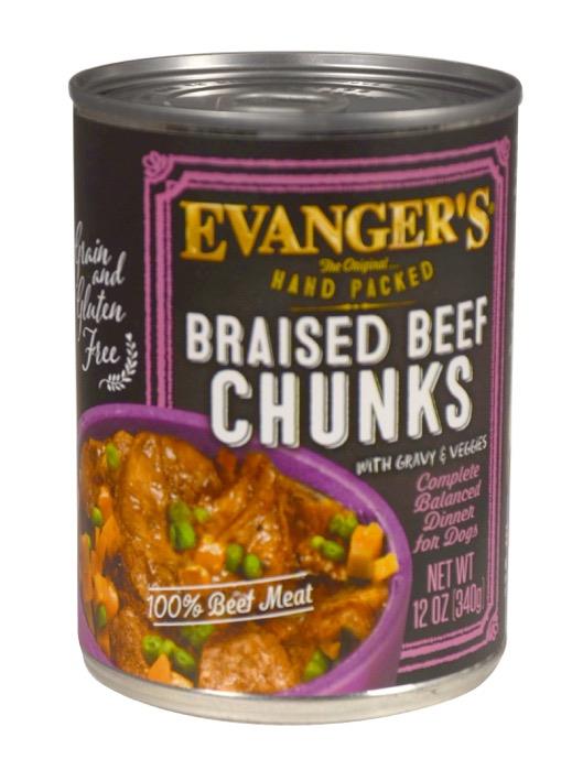 Evanger's Braised Beef Chunks with Gravy Canned Dog Food, 12-oz