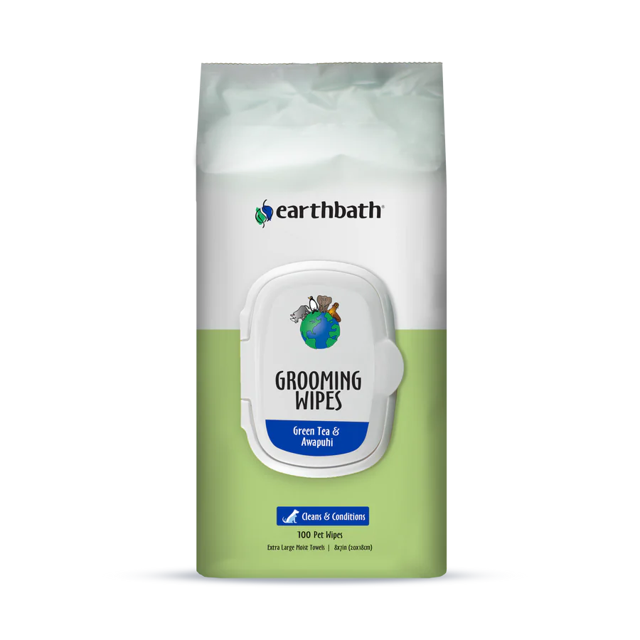 Earthbath Grooming Wipes Green Tea & Awapuhi 100 ct re-sealable pouch
