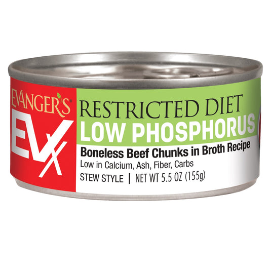 Evangers EVX Restricted Diet Low Phosphorous Beef Cat Case of 24