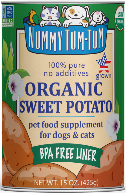 Nummy Tum-Tum Pure Organic Sweet Potato Canned Dog & Cat Food Supplement, 15-oz