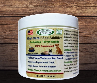 Mad About Organics All Natural Dog & Cat Plaque Remover Dental Food Additive 4-oz