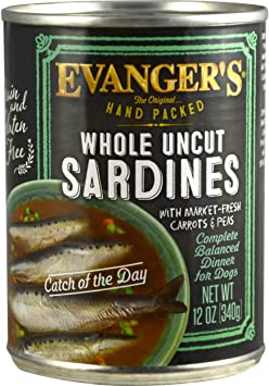 Evanger's Grain-Free Hand Packed Catch of the Day Sardine Canned Dog Food, 12-oz