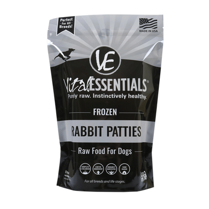 Vital Essentials Frozen Rabbit Patties Dog Food, 6 lbs