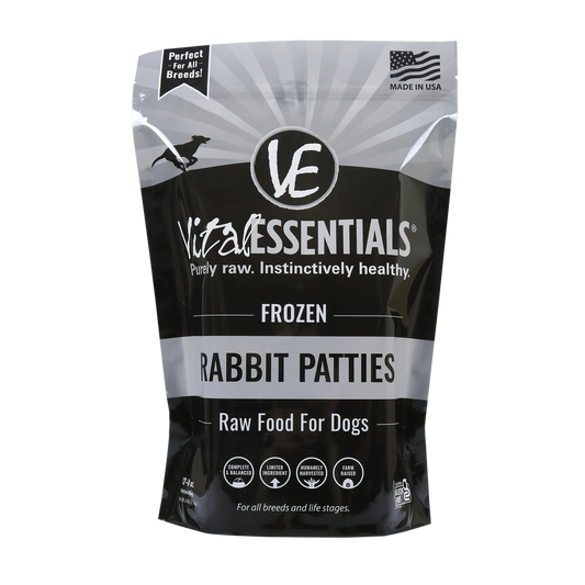 Vital Essentials Frozen Rabbit Patties Dog Food, 6 lbs
